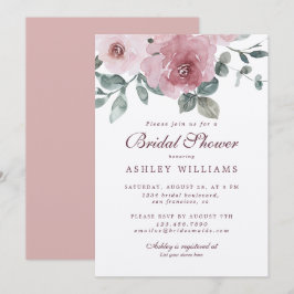 Floral Dusty Pink Rose Burgundy Vrijgezellenfeest Kaart