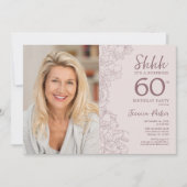 Floral Dusty Pink Surprise foto 60e verjaardag Kaart (Voorkant)