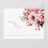 Floral Dusty Pink Wildflower Summer Save the Date Briefkaart (Voorkant)