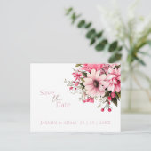 Floral Dusty Pink Wildflower Summer Save the Date Briefkaart (Staand voorkant)