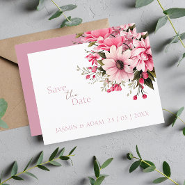 Floral Dusty Pink Wildflower Summer Save the Date Briefkaart