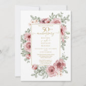Floral Dusty Roos 50th Golden Wedding Jubileum Kaart (Voorkant)