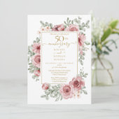 Floral Dusty Roos 50th Golden Wedding Jubileum Kaart (Staand voorkant)