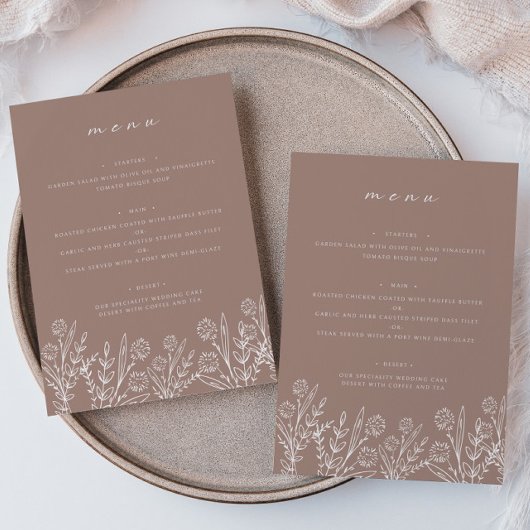 Floral Dusty Roos 5x7" Trouwtafel Flat Menu