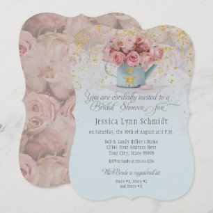 Floral Dusty Roos Bee Gold Blue Vrijgezellenfeest Kaart