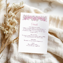 Floral Dusty Roos Blush Bourgogne Wedding Details Informatiekaartje