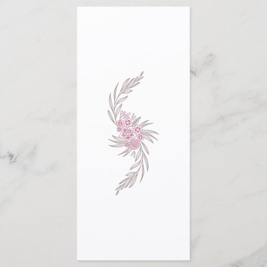 Floral Dusty Roos Blush Bourgogne Wedding Menu (Achterkant)