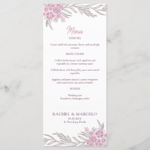 Floral Dusty Roos Blush Bourgogne Wedding Menu