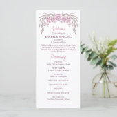 Floral Dusty Roos Blush Bourgogne Wedding Program (Staand voorkant)