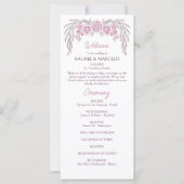 Floral Dusty Roos Blush Bourgogne Wedding Program (Voorkant)
