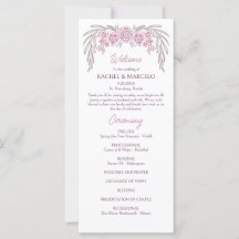 Floral Dusty Roos Blush Bourgogne Wedding Program