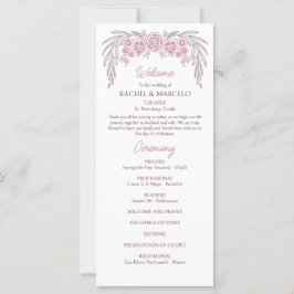 Floral Dusty Roos Blush Bourgogne Wedding Program