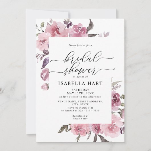 Floral Dusty Roos Blush Pink Flowers Vrijgezellenf Kaart (Voorkant)