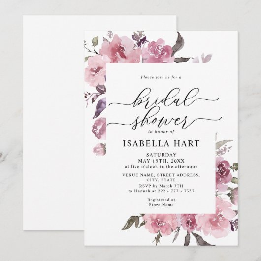 Floral Dusty Roos Blush Pink Flowers Vrijgezellenf Kaart (Voorkant / Achterkant)