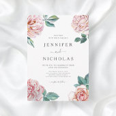 Floral Dusty Roos Blush Pink Peonies Wedding Kaart