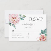 Floral Dusty Roos Blush Pink Peonies Wedding RSVP (Voorkant)