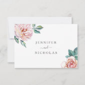 Floral Dusty Roos Blush Pink Peonies Wedding RSVP (Achterkant)