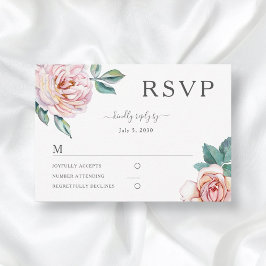 Floral Dusty Roos Blush Pink Peonies Wedding RSVP