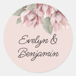 Floral Dusty roos Blush Ronde Sticker