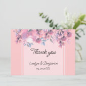 Floral Dusty roos bruiloft Bedankkaart (Staand voorkant)