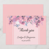 Floral Dusty roos bruiloft Bedankkaart (Voorkant / Achterkant)