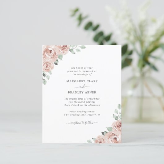 Floral Dusty Roos Budget Weddenschap (Staand voorkant)