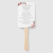 Floral Dusty Roos Elegant Wedding Programme Handwaaier (Achterkant)
