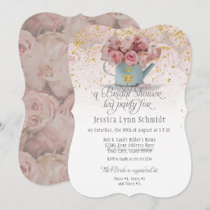 Floral Dusty Roos Gold Elegant Vrijgezellenfeest T Kaart