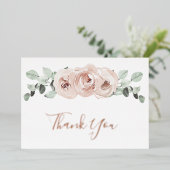Floral Dusty Roos Gold Foil Weddenschap Hartelijk  Folie Uitnodiging (Staand Voorkant)