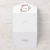 Floral Dusty Roos Gold Geometric Wedding All In One Uitnodiging (Buitenkant)