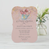 Floral Dusty Roos Gold Glitter Bridal Luncheon Kaart (Staand voorkant)