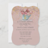 Floral Dusty Roos Gold Glitter Vrijgezellenfeest T Kaart (Voorkant)