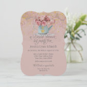 Floral Dusty Roos Gold Glitter Vrijgezellenfeest T Kaart (Staand voorkant)