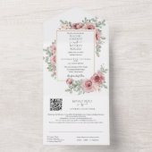 Floral Dusty Roos Goud Geometrische QR Code Bruilo All In One Uitnodiging (Binnen)