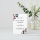 Floral Dusty Roos Mauve Navy Blue QR-code Informatiekaartje (Staand voorkant)