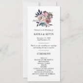 Floral Dusty Roos Mauve Navy Blue Trouwceremonie Kaart (Voorkant)