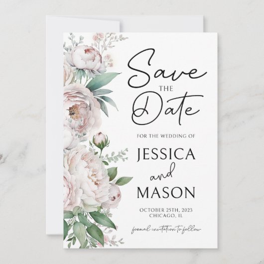 Floral dusty roos met uitzondering van de datum hu kaart (Voorkant)