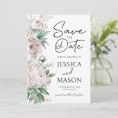 Floral dusty roos met uitzondering van de datum hu kaart (Staand voorkant)