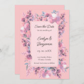 Floral Dusty Roos Save The Date (Voorkant / Achterkant)