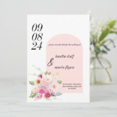 Floral Dusty Roos Sparen de datum Uitnodiging (Staand voorkant)