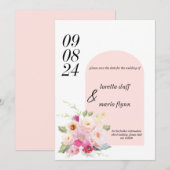 Floral Dusty Roos Sparen de datum Uitnodiging (Voorkant / Achterkant)