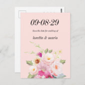 Floral Dusty Roos Sparen de datum Uitnodiging (Voorkant / Achterkant)
