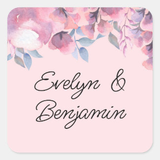 Floral Dusty roos Vierkante Sticker
