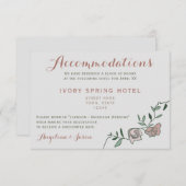Floral Dusty Roos Wedding Accommodation Kaart (Voorkant / Achterkant)