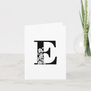 Floral E Monogram op witte noot Kaart
