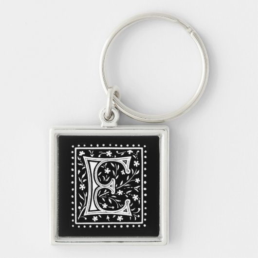  Floral E Monogram - Sleutelhanger (Voorkant)
