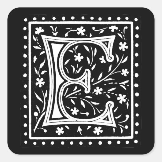 Floral E Monogram - Sticker (Voorkant)