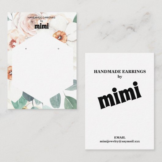 Floral Earring Display Visitekaartje (Voorkant / Achterkant)