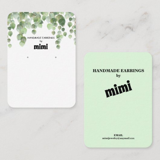Floral Earring Display Visitekaartje (Voorkant / Achterkant)