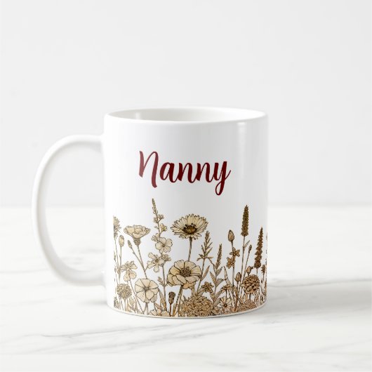 Floral Earth Tones NANNY PERSONALISEREN Design Mok (Links)